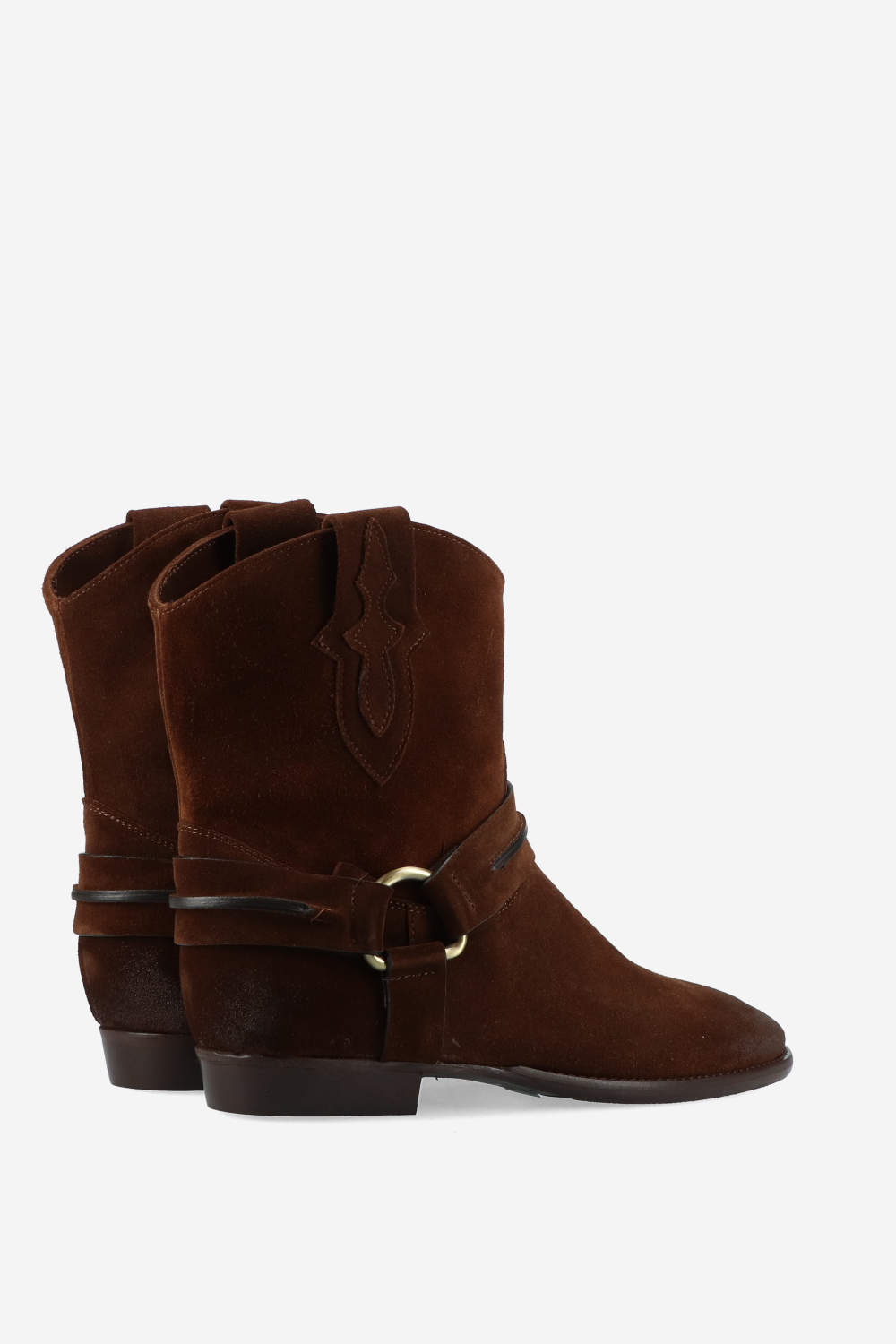 Buckled suede boots
