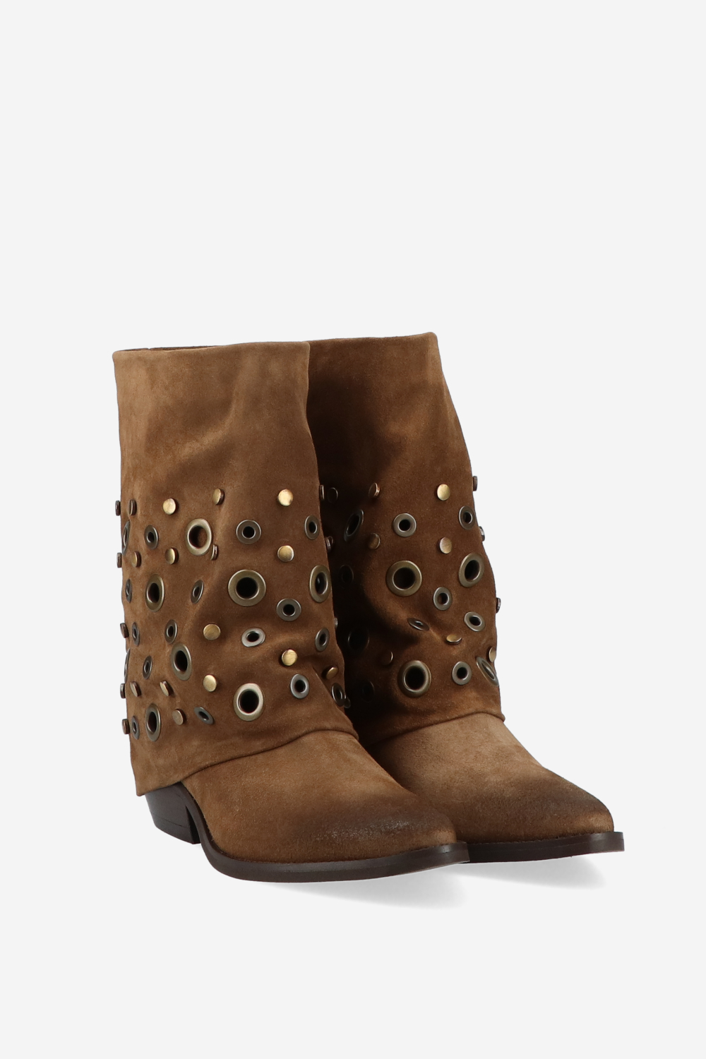 Eyelets suede fold-over boots