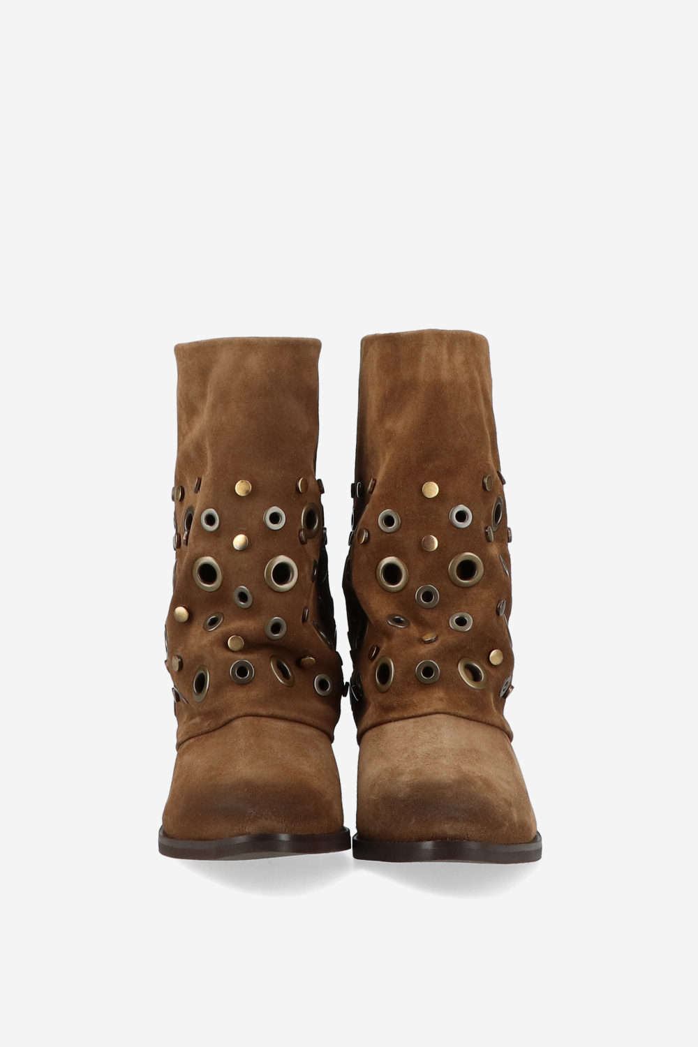 Eyelets suede fold-over boots