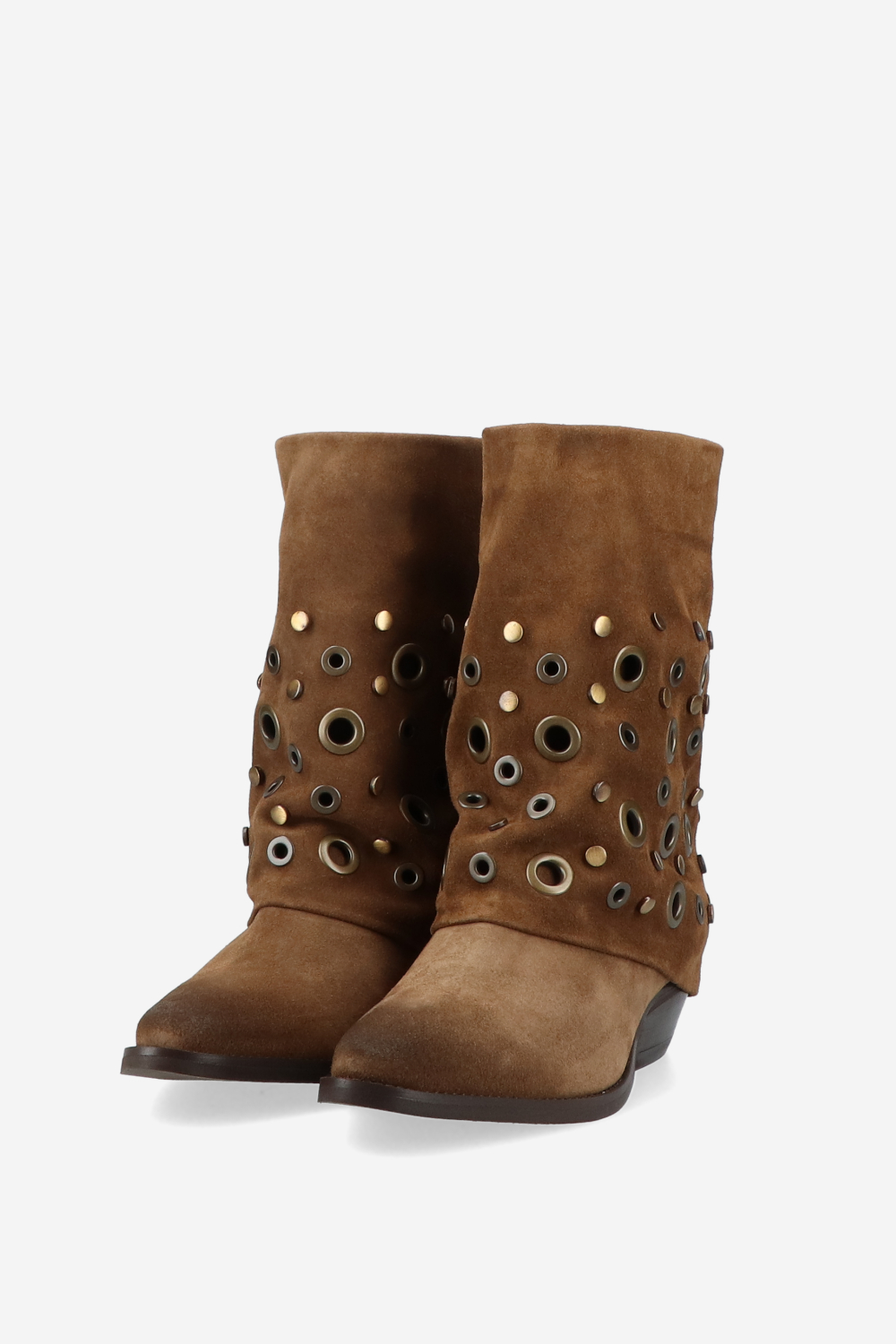 Eyelets suede fold-over boots