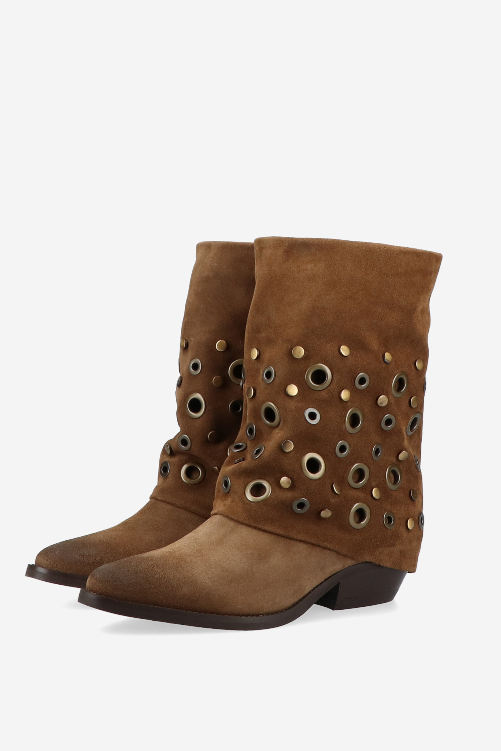 Eyelets suede fold-over boots