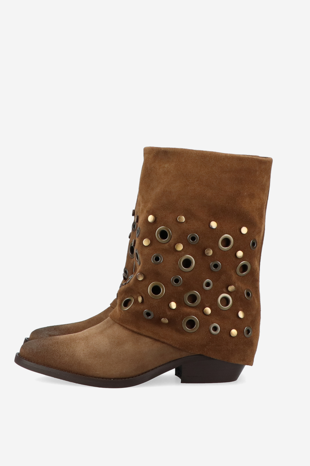 Eyelets suede fold-over boots