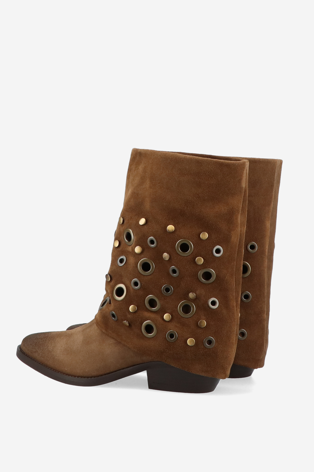 Eyelets suede fold-over boots