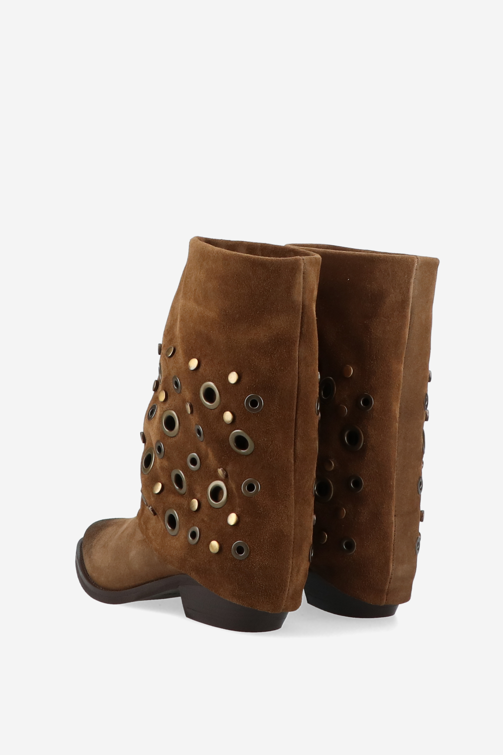 Eyelets suede fold-over boots