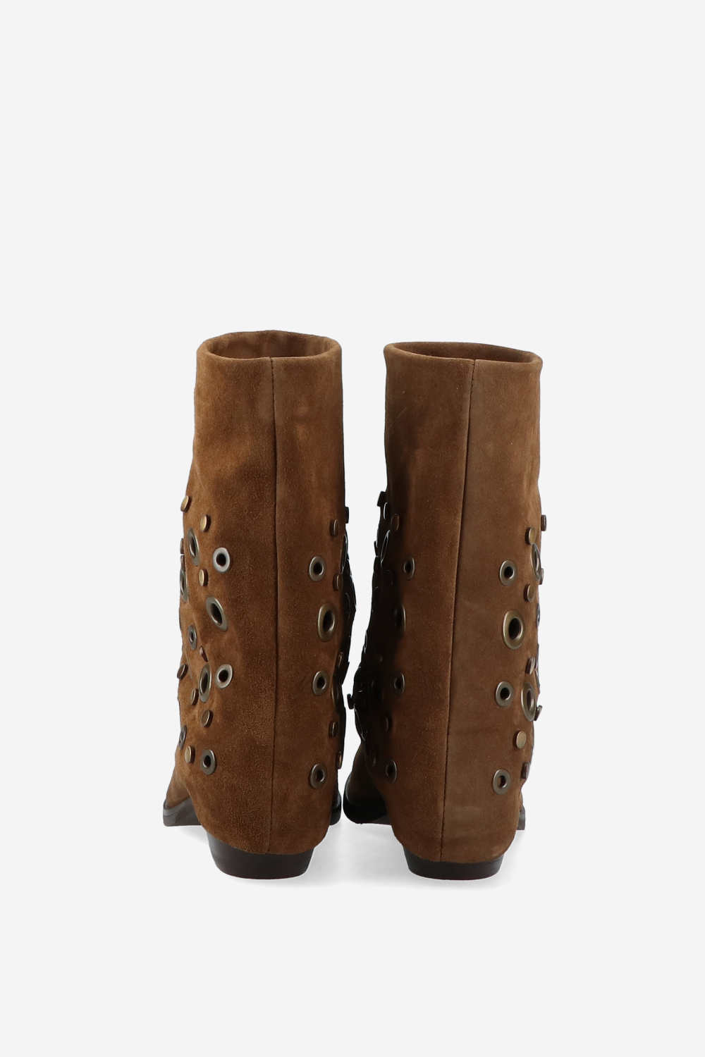Eyelets suede fold-over boots