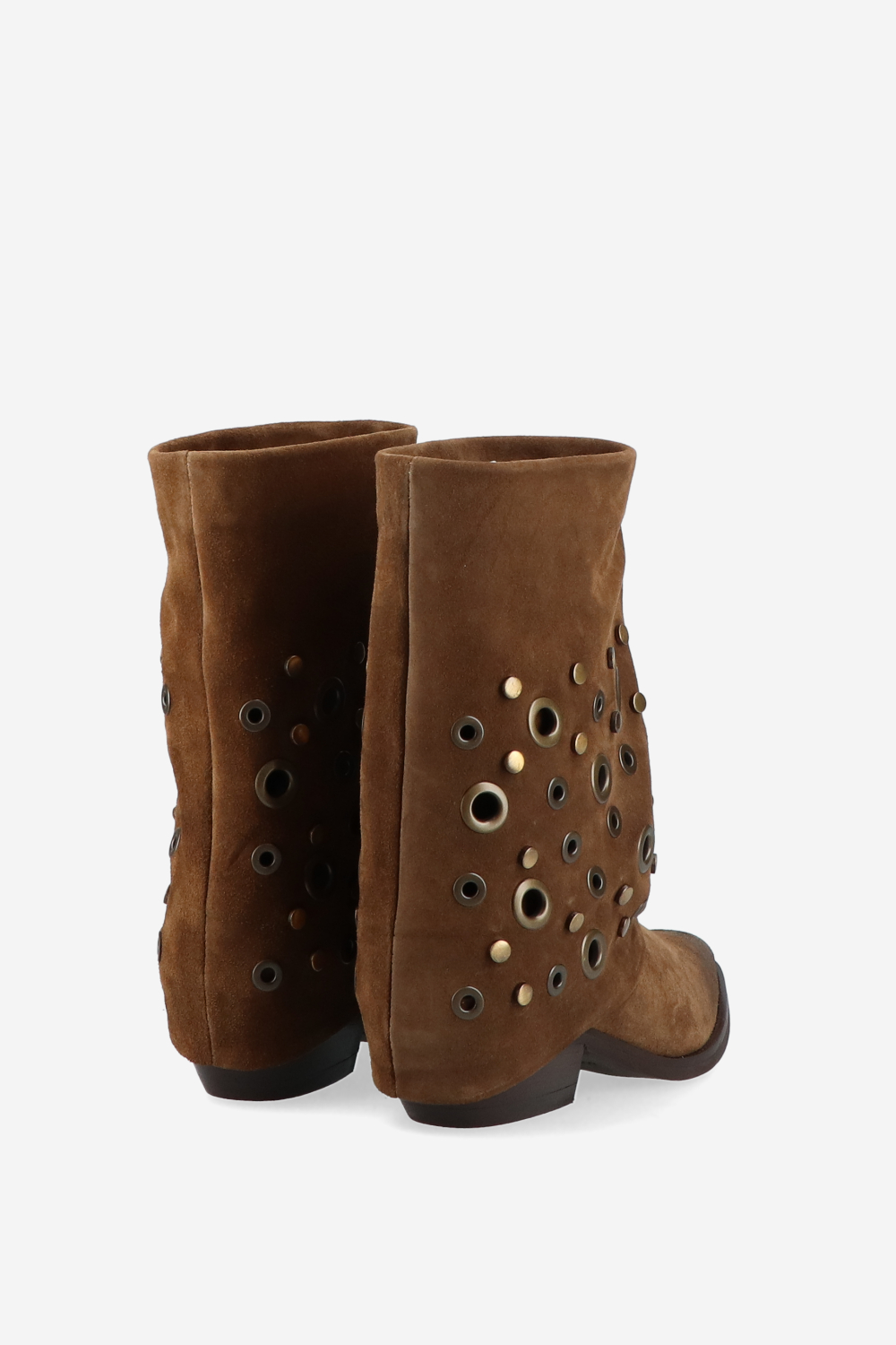 Eyelets suede fold-over boots