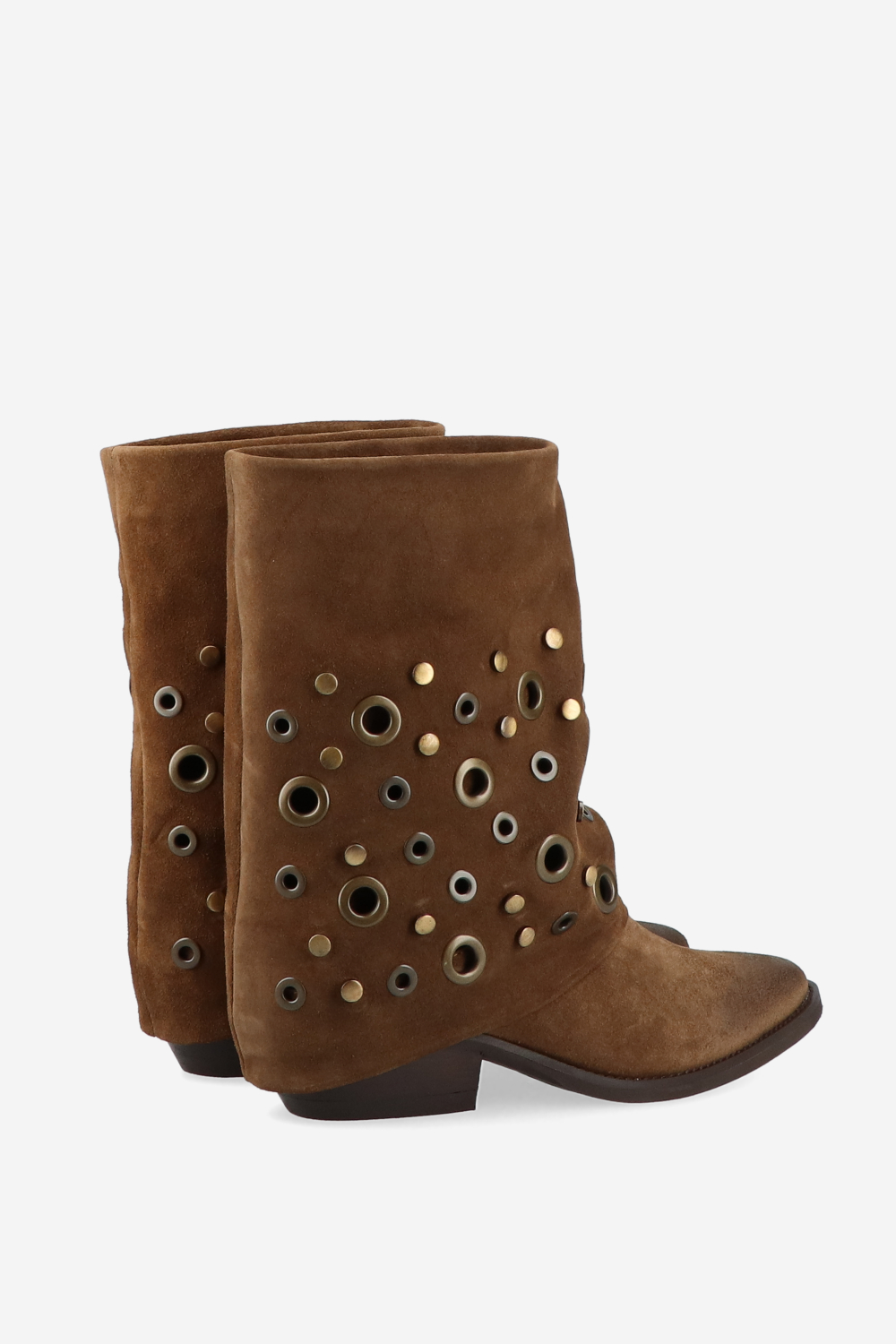 Eyelets suede fold-over boots