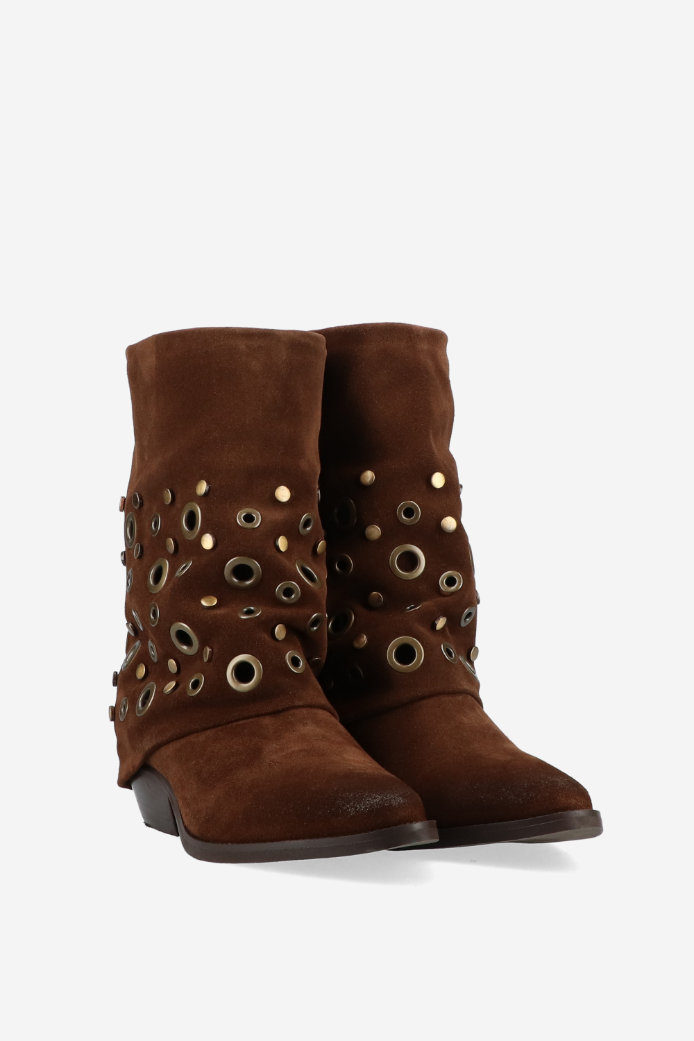 Eyelets suede fold-over boots