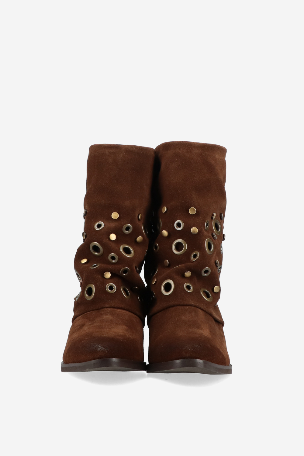 Eyelets suede fold-over boots