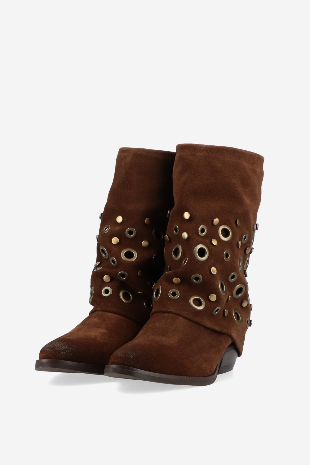 Eyelets suede fold-over boots