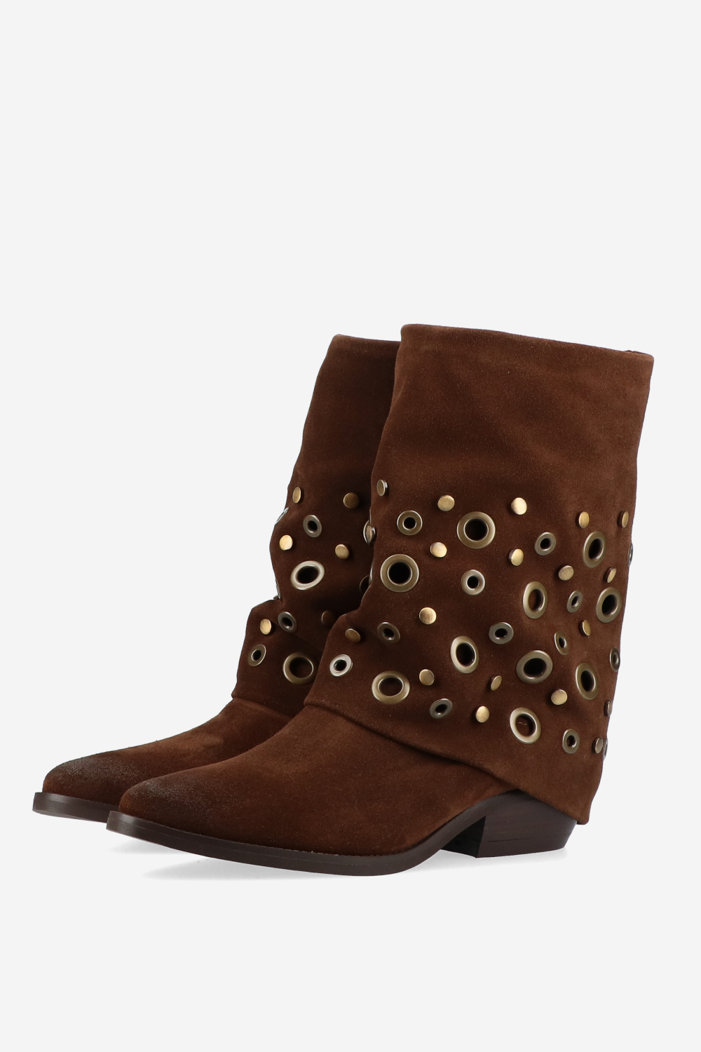 Eyelets suede fold-over boots