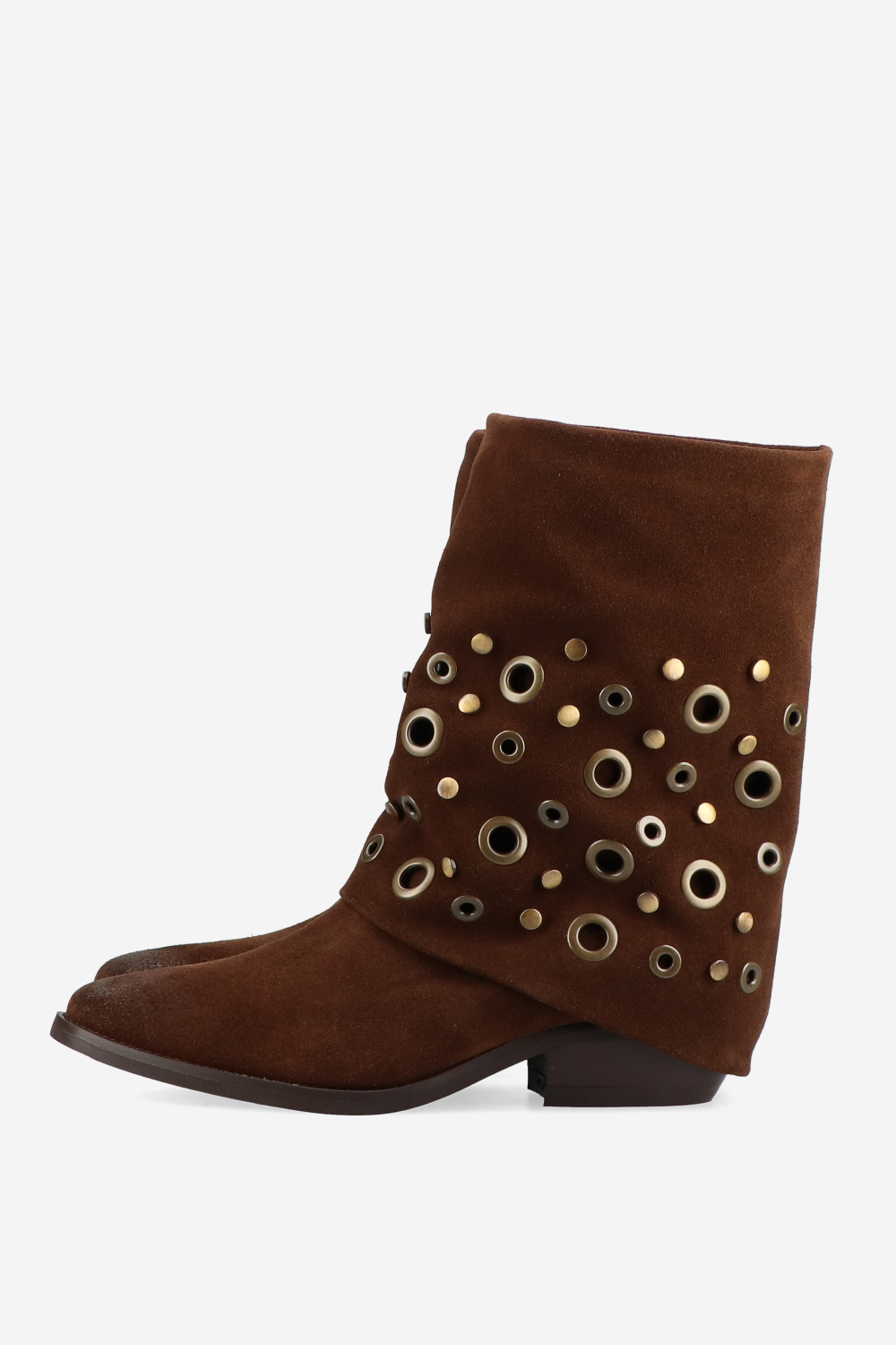 Eyelets suede fold-over boots