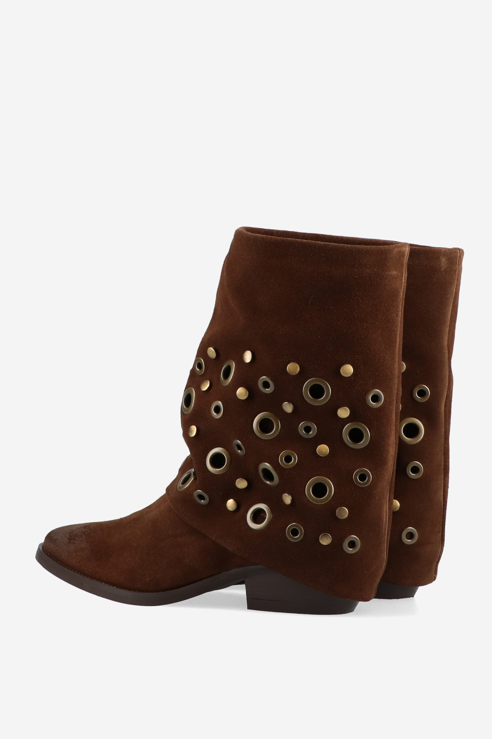 Eyelets suede fold-over boots