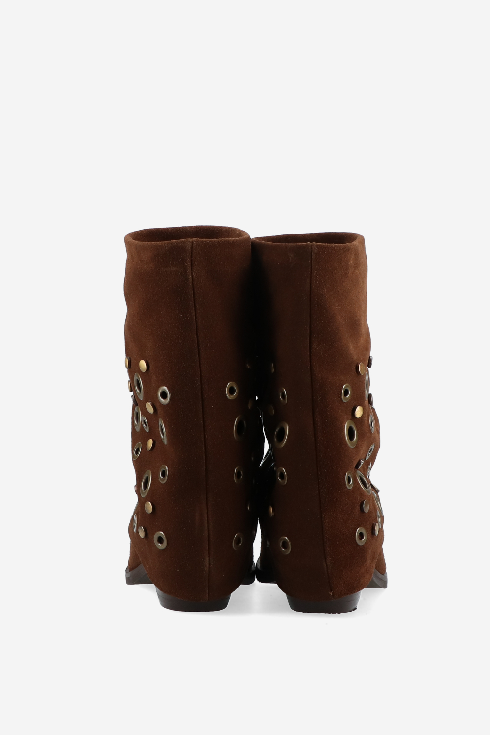 Eyelets suede fold-over boots
