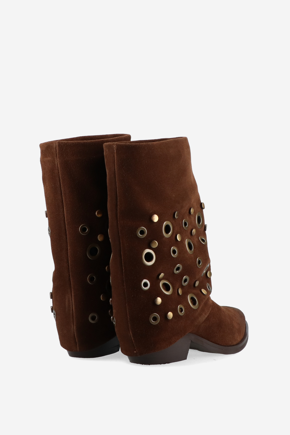 Eyelets suede fold-over boots
