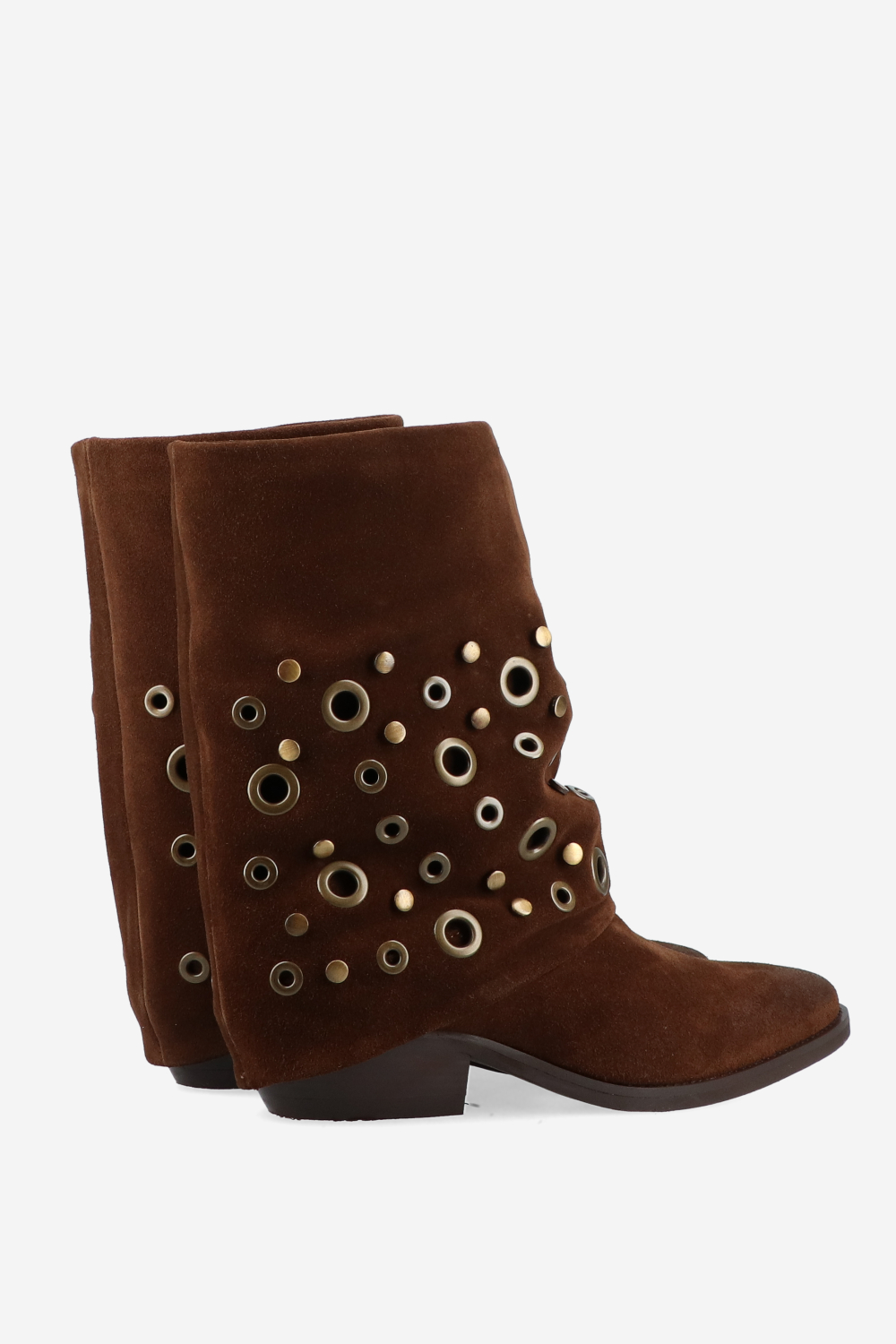 Eyelets suede fold-over boots
