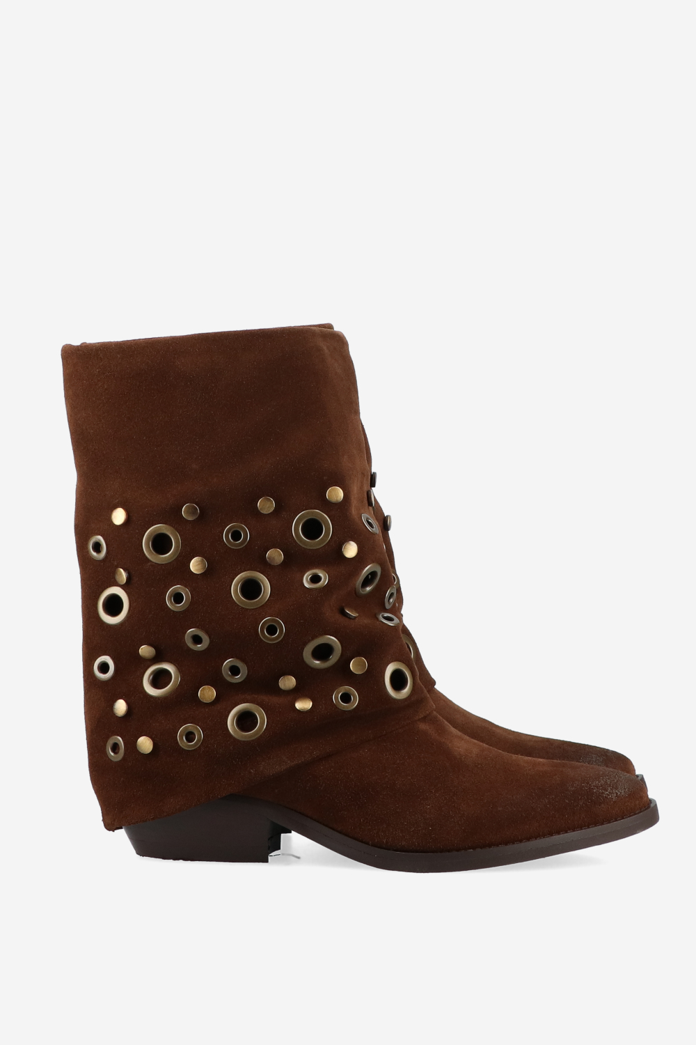 Eyelets suede fold-over boots