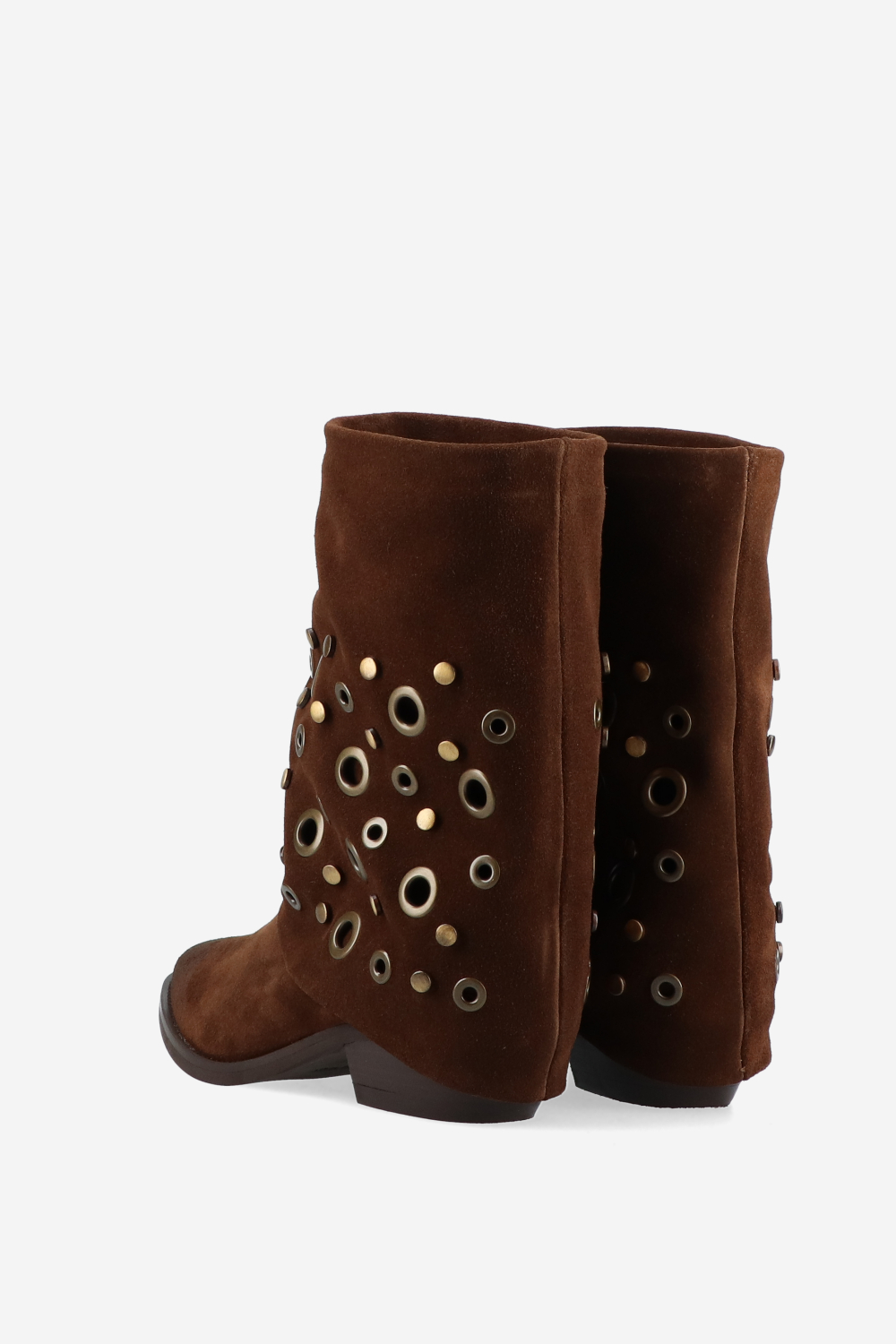 Eyelets suede fold-over boots