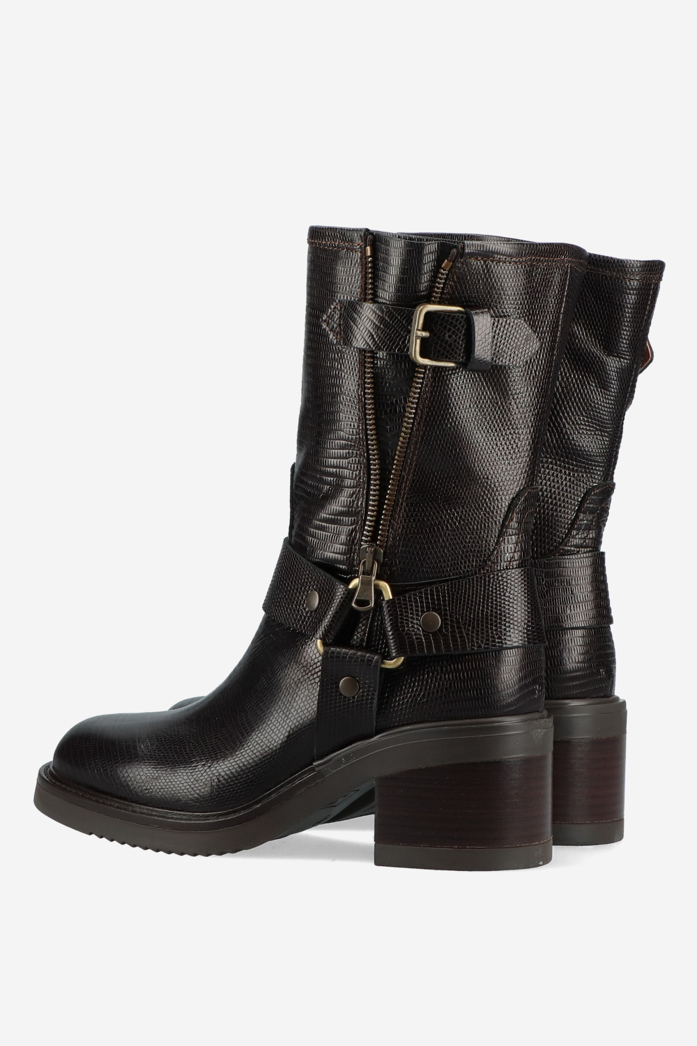Croco buckled leather boots