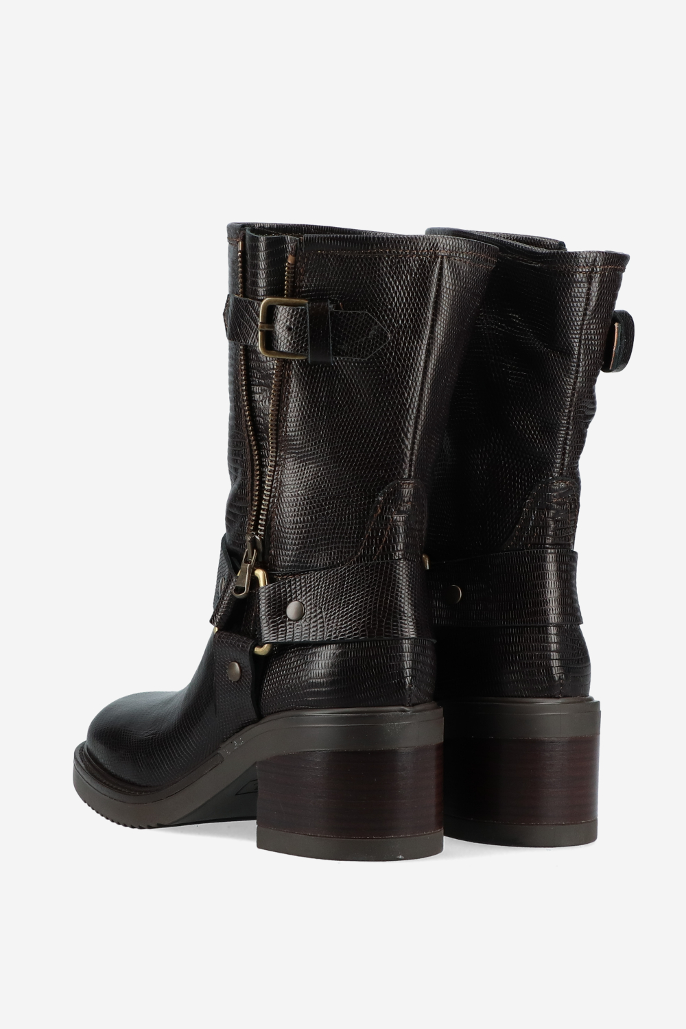 Croco buckled leather boots