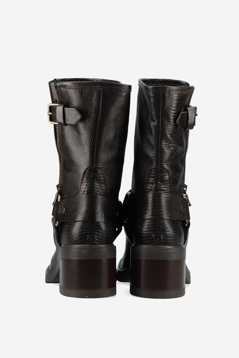 Croco buckled leather boots