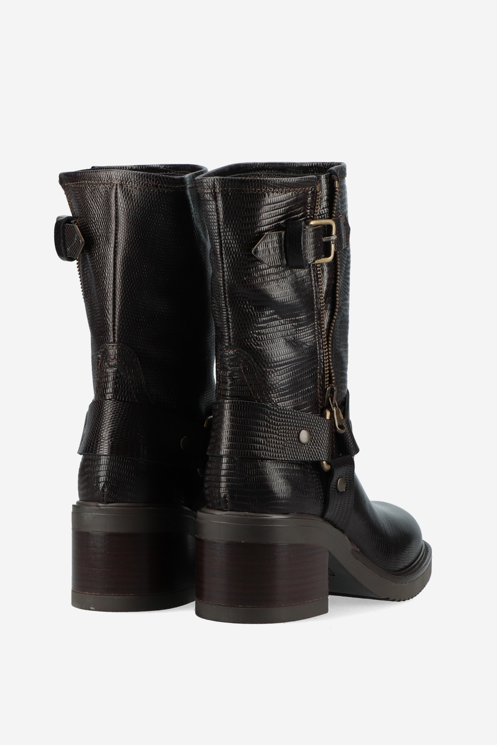 Croco buckled leather boots