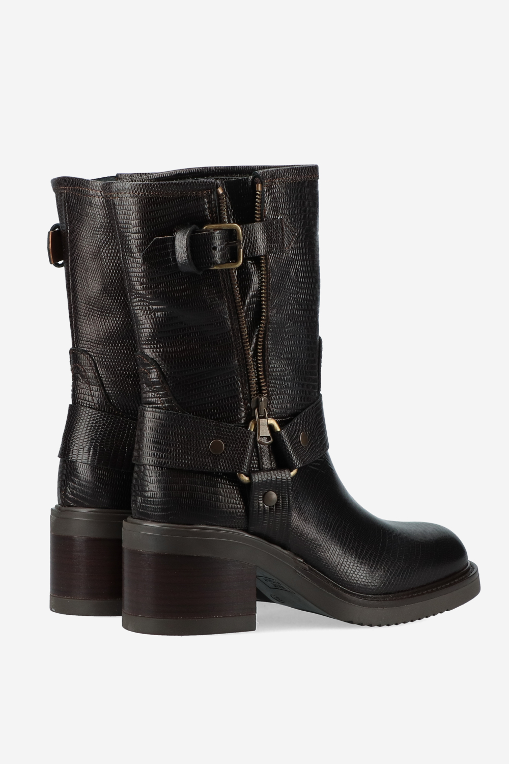 Croco buckled leather boots
