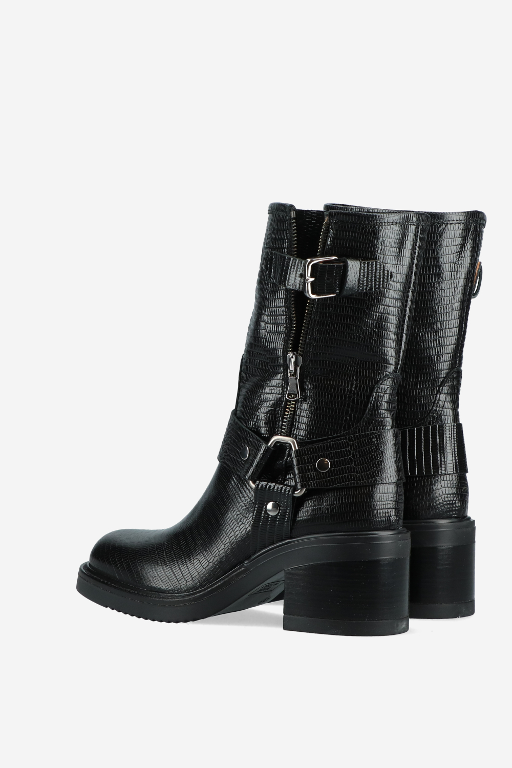 Croco buckled leather boots