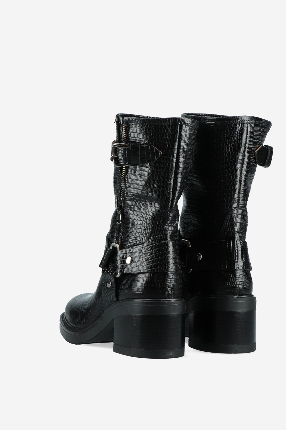 Croco buckled leather boots
