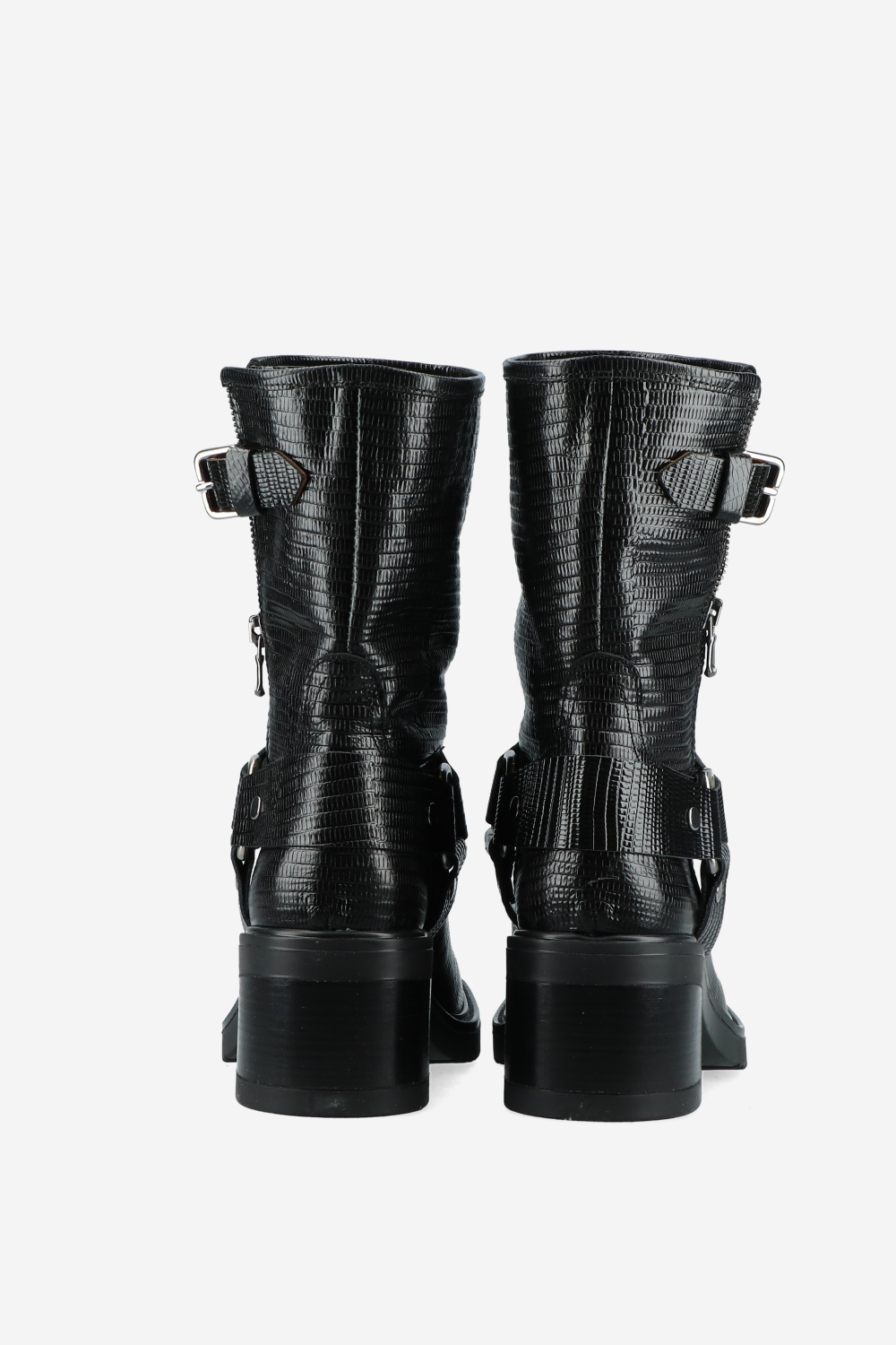Croco buckled leather boots