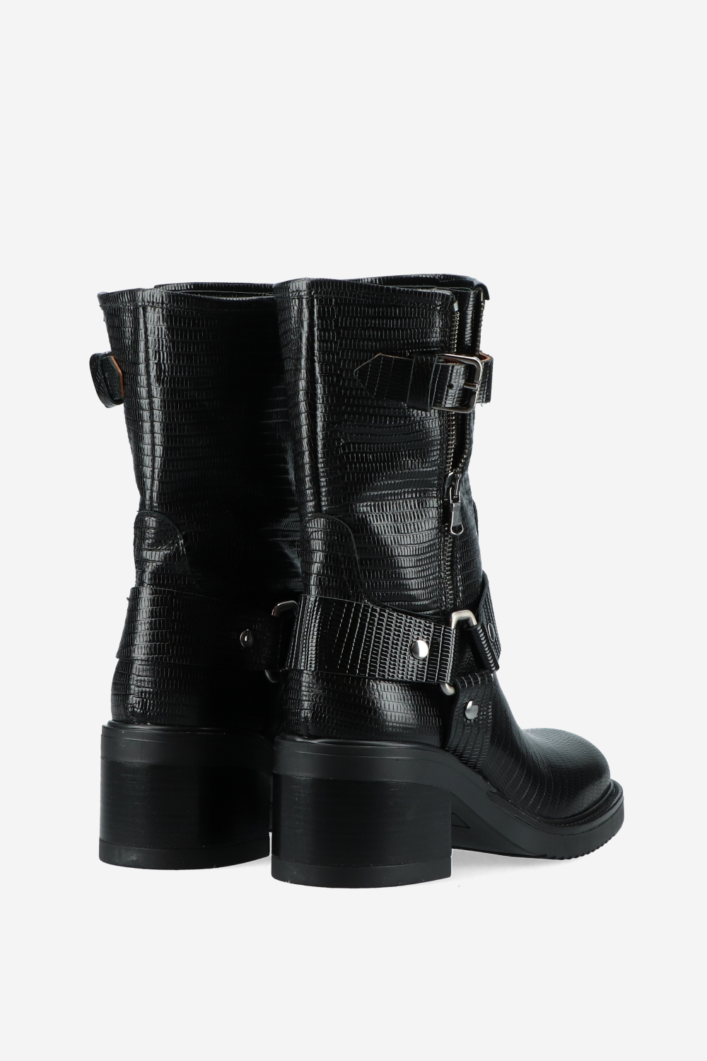 Croco buckled leather boots