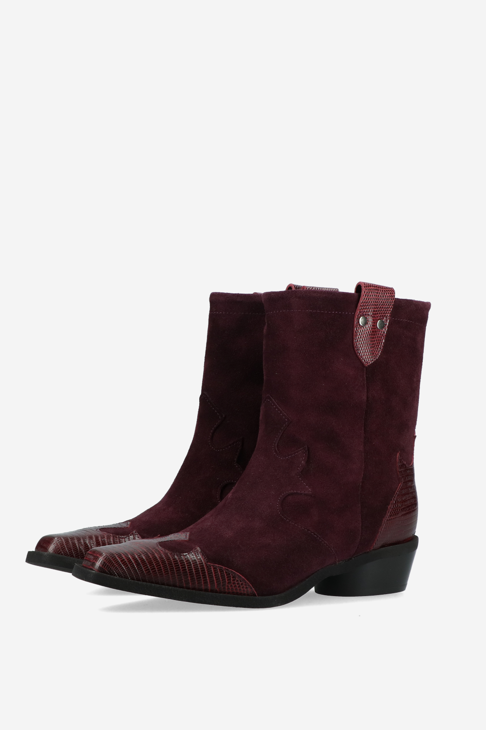 Croco leather/suede ankle boots