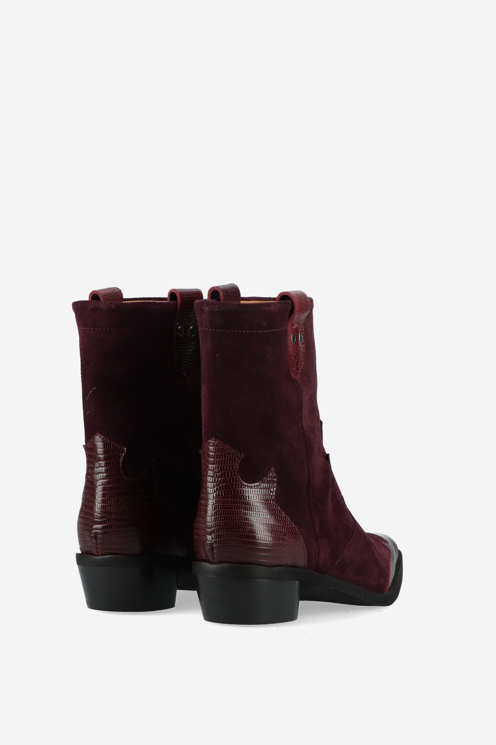 Croco leather/suede ankle boots