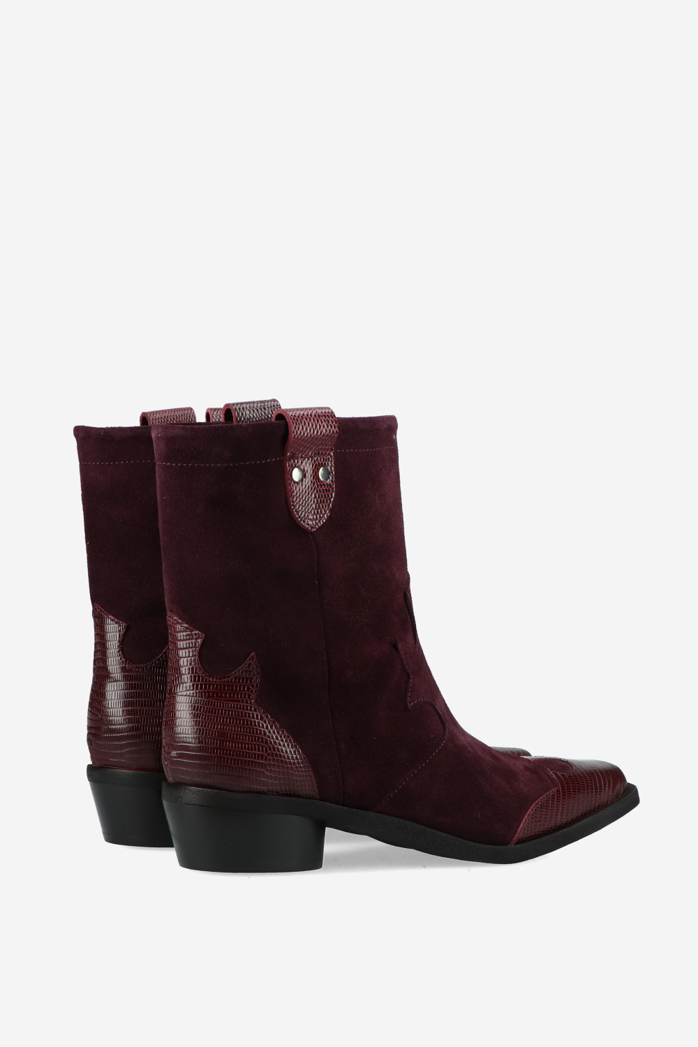 Croco leather/suede ankle boots