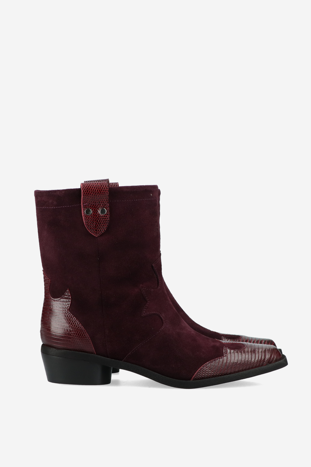 Croco leather/suede ankle boots