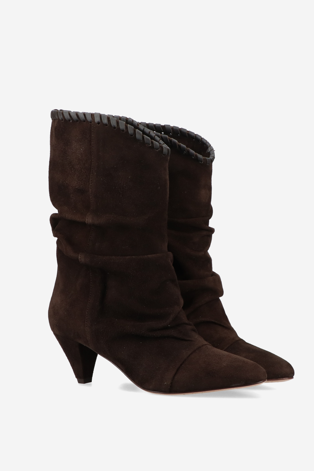 Whipstitch suede boots