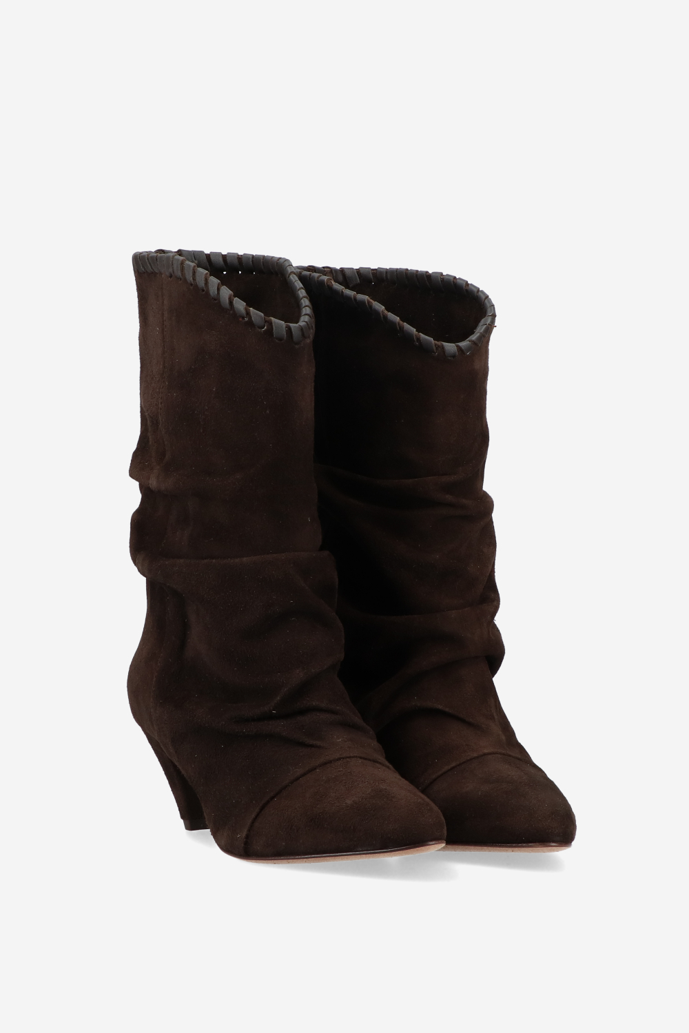 Whipstitch suede boots