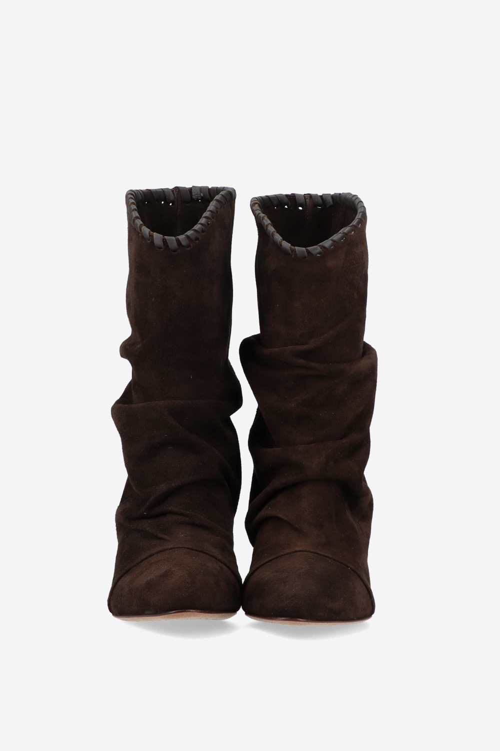 Whipstitch suede boots