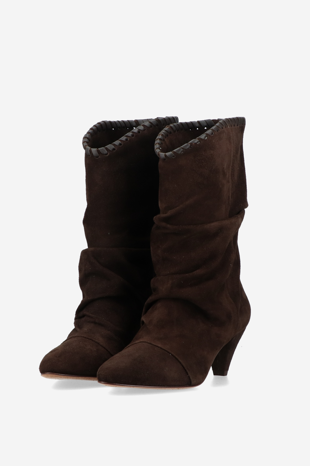 Whipstitch suede boots