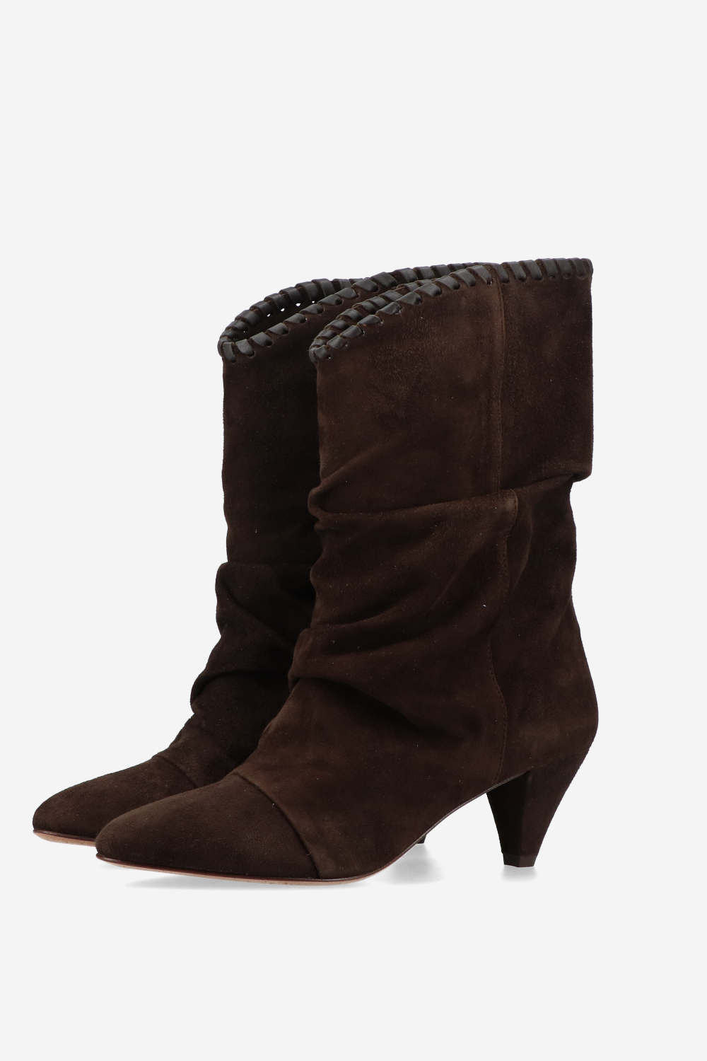 Whipstitch suede boots
