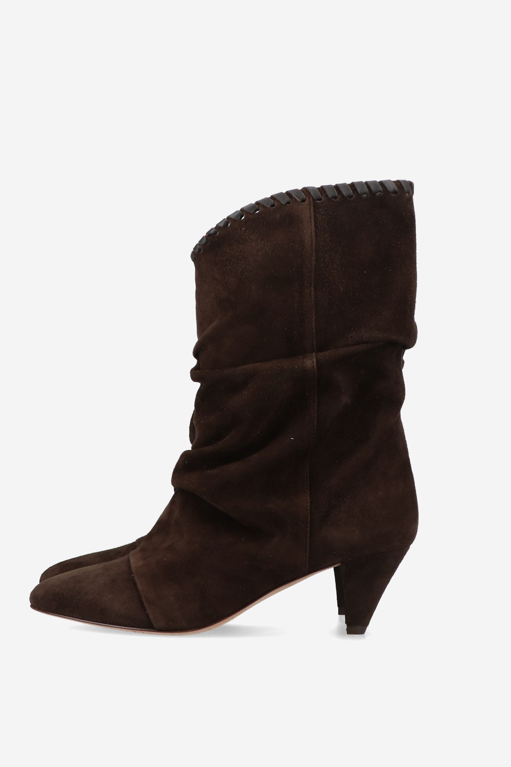 Whipstitch suede boots
