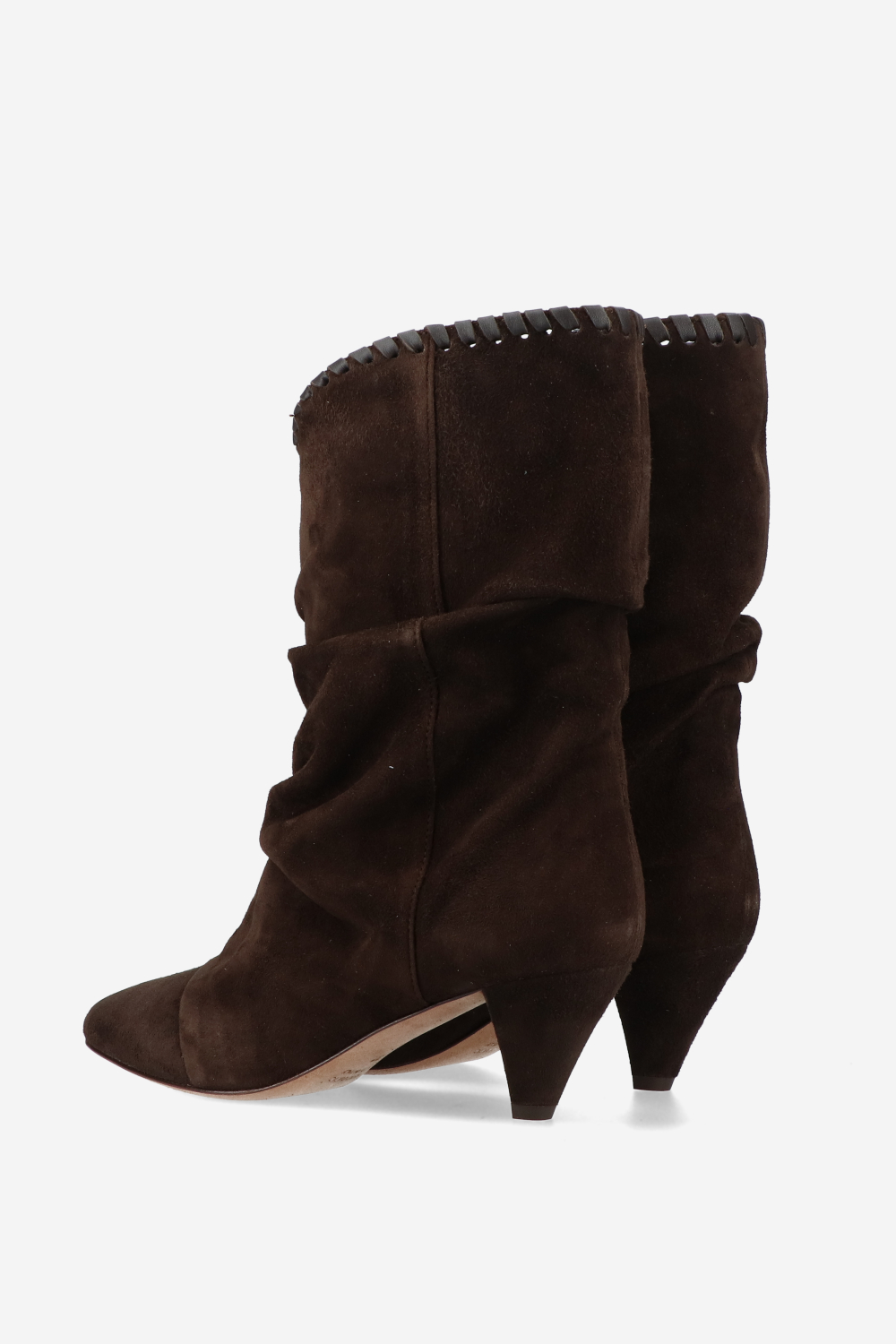Whipstitch suede boots