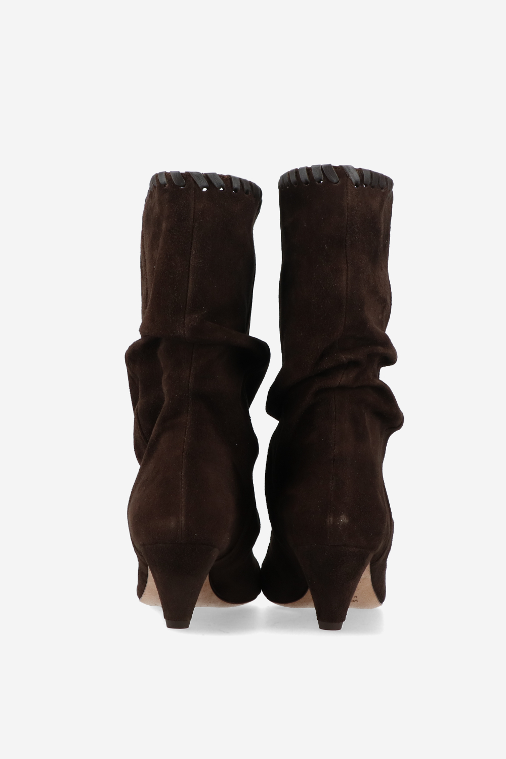 Whipstitch suede boots
