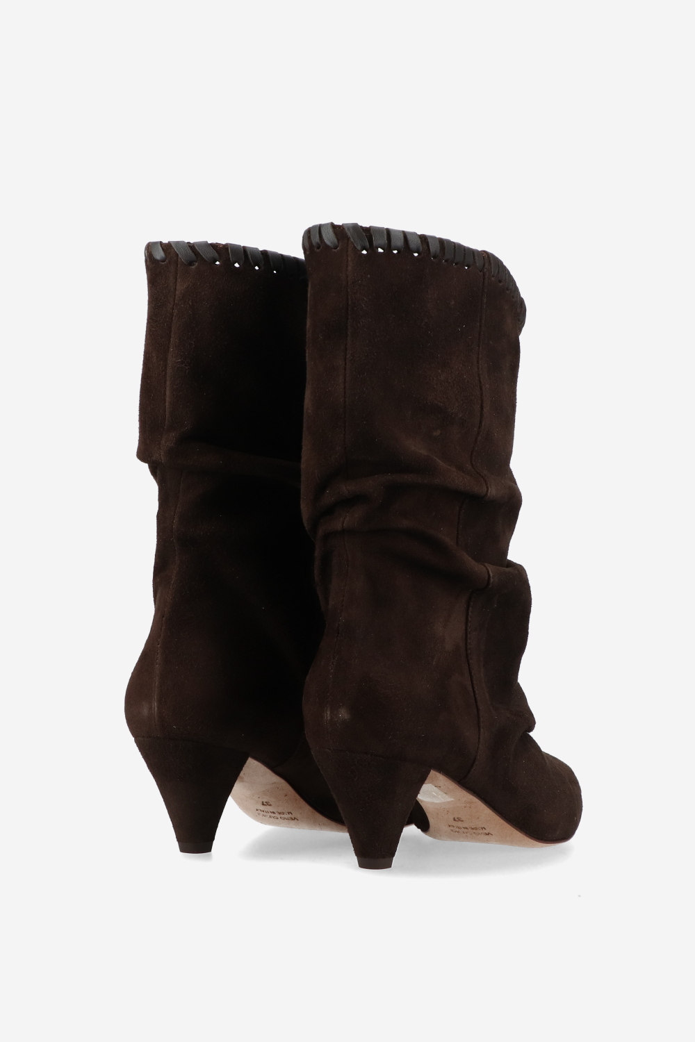 Whipstitch suede boots