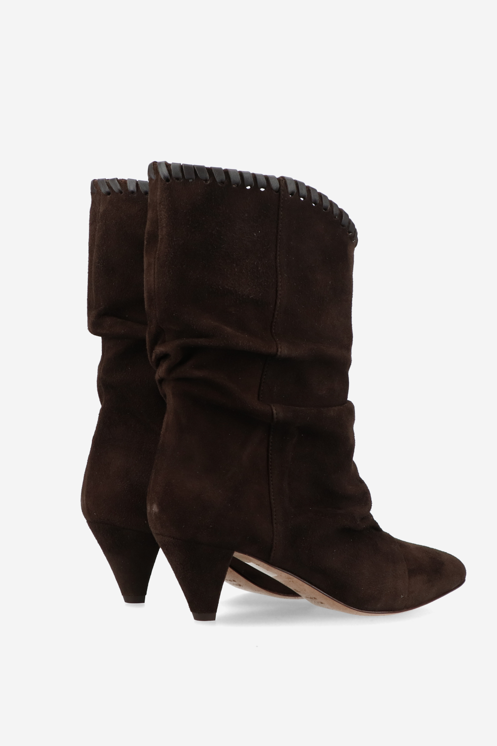 Whipstitch suede boots