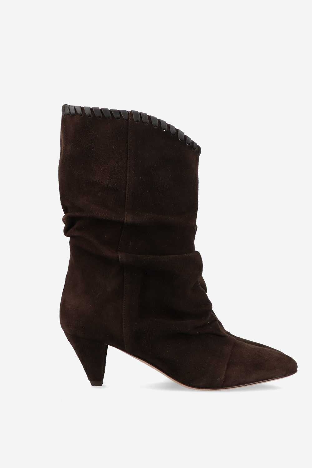 Whipstitch suede boots