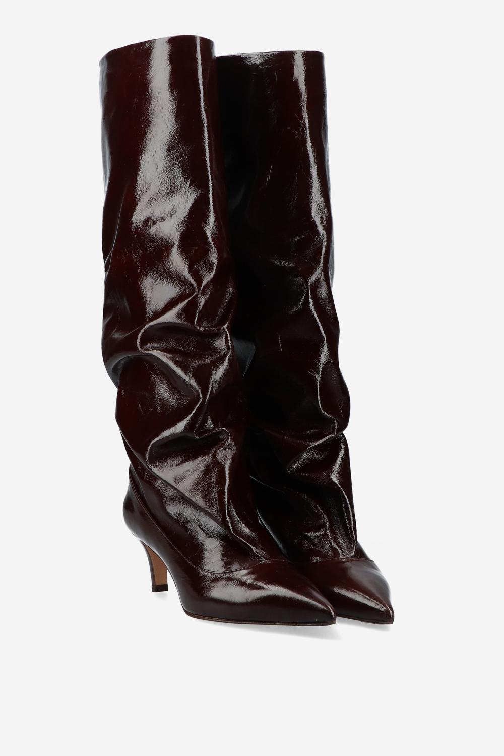 Slouchy crinckle leather boots