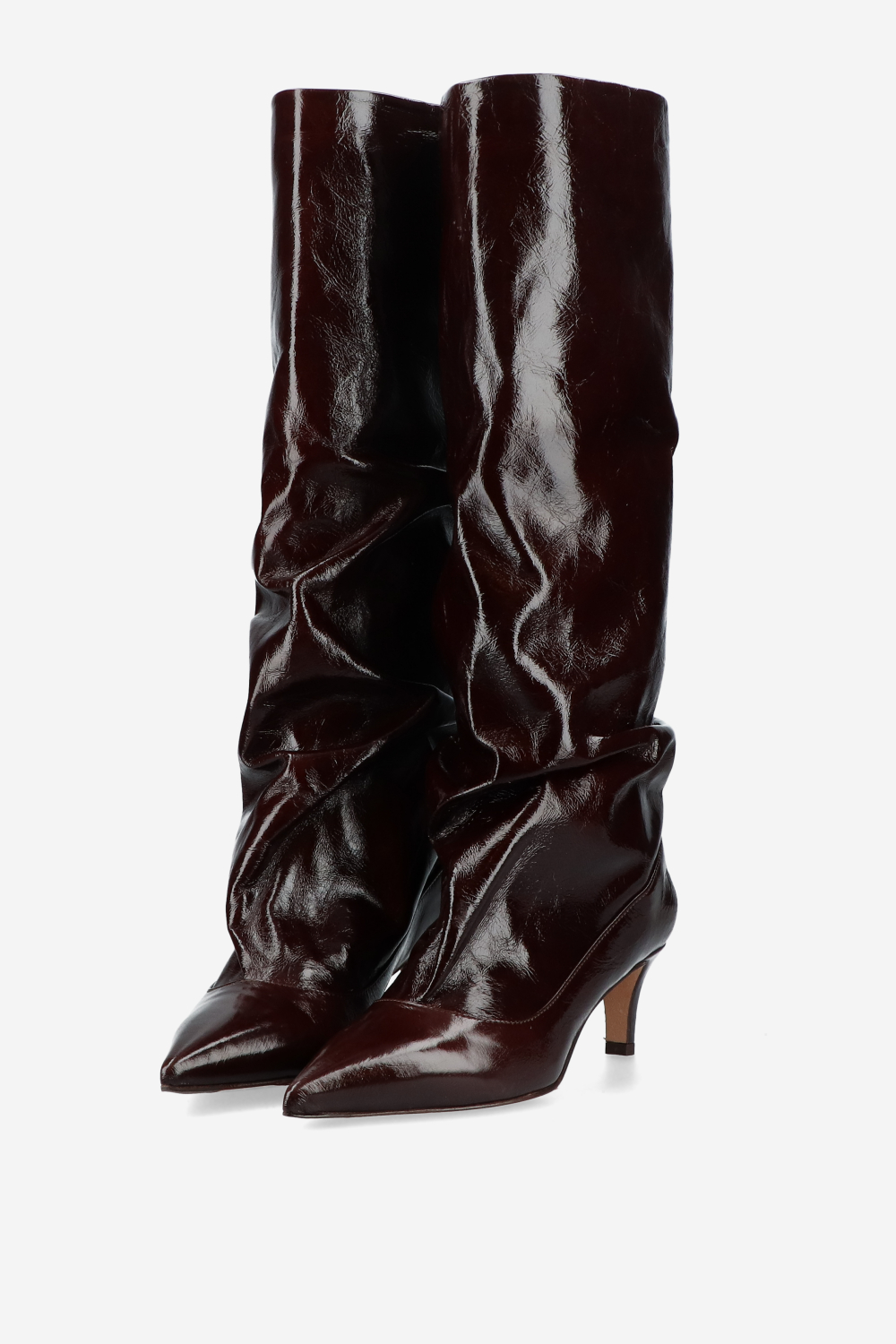 Slouchy crinckle leather boots