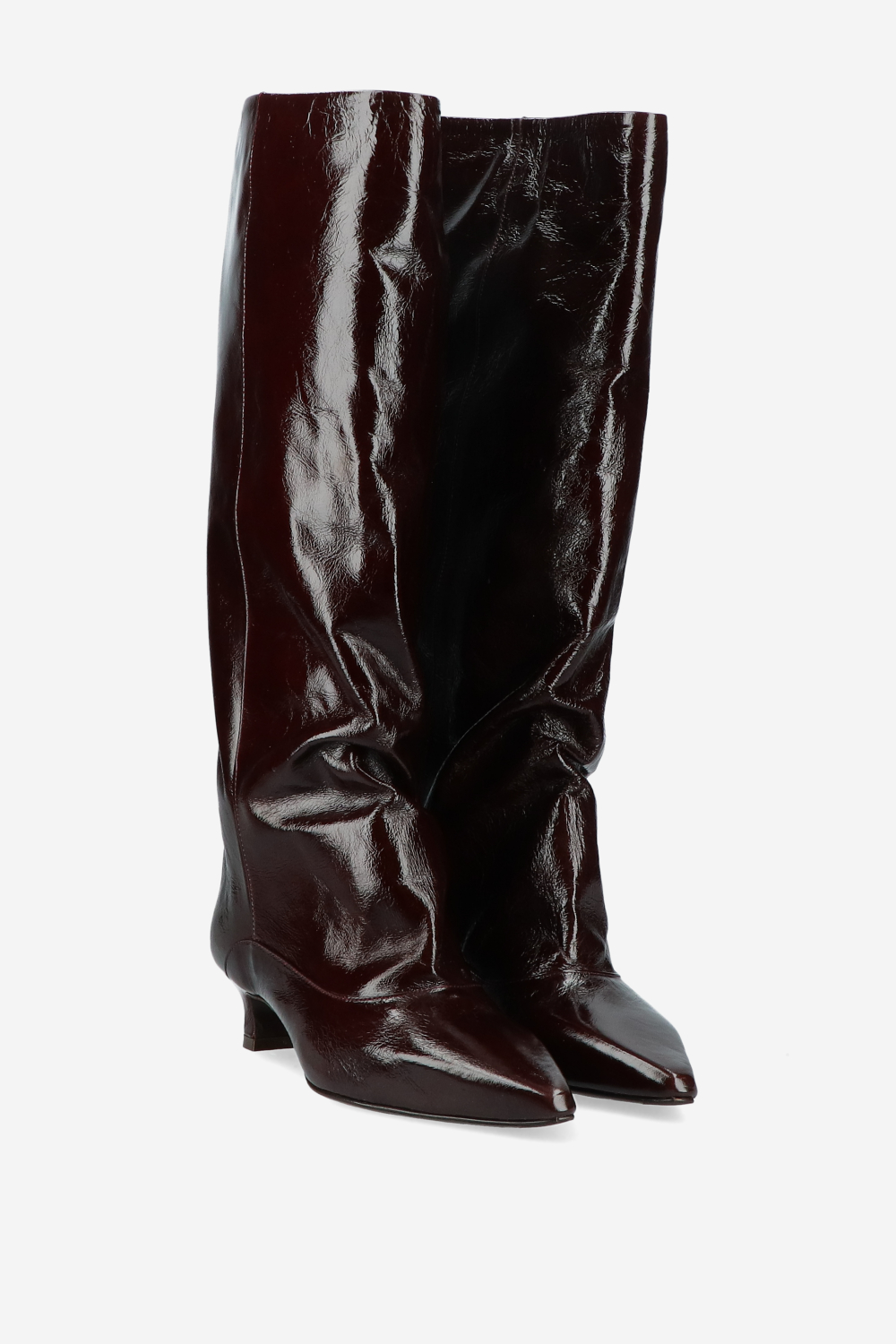 Slouchy crinkle leather boots