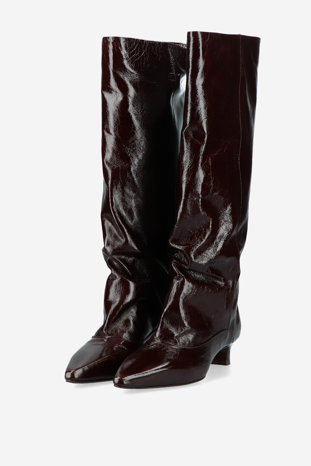 Slouchy crinkle leather boots